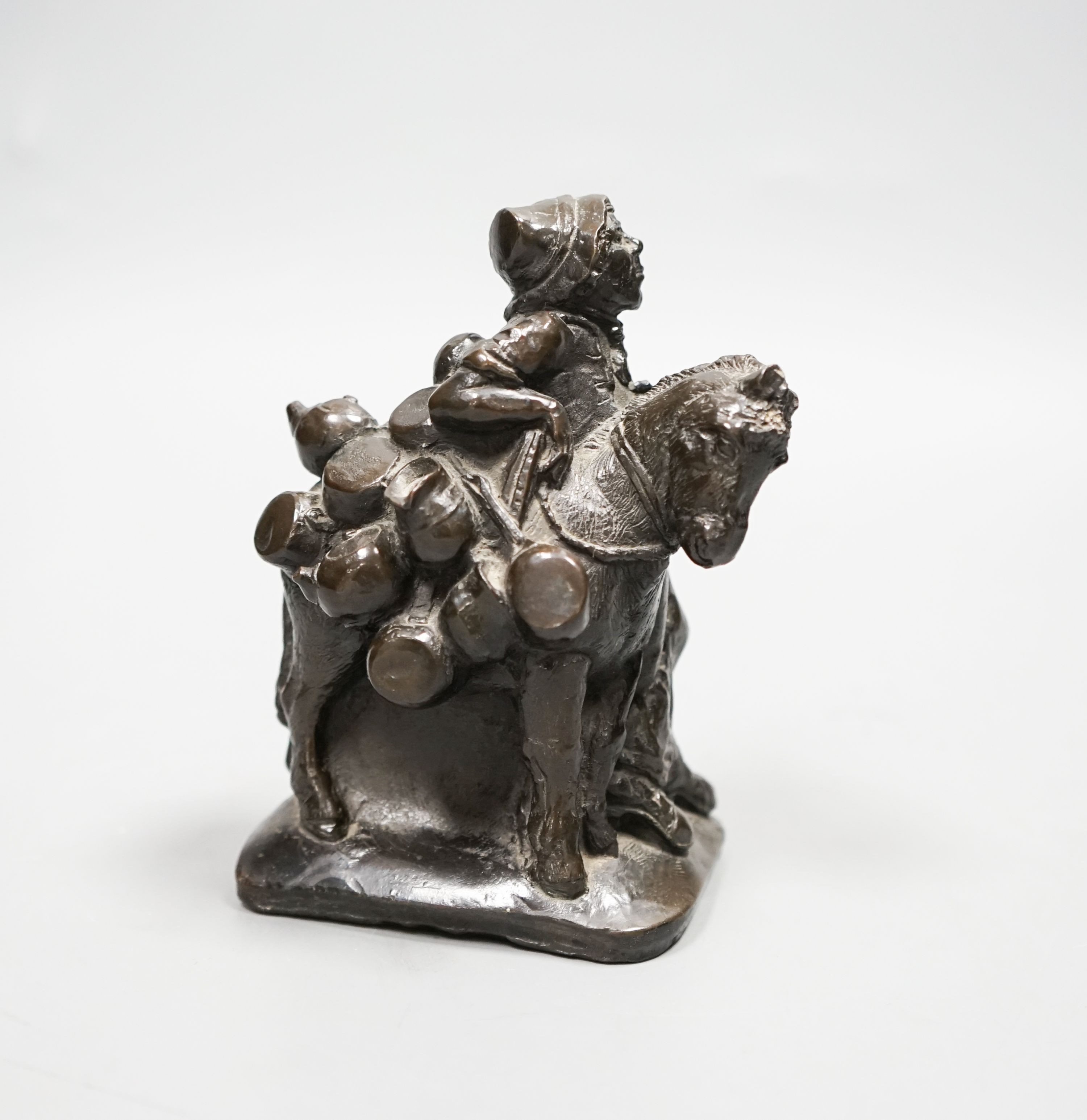 A small electrotype study of a tinker with laden pony, 11.5cm high.
